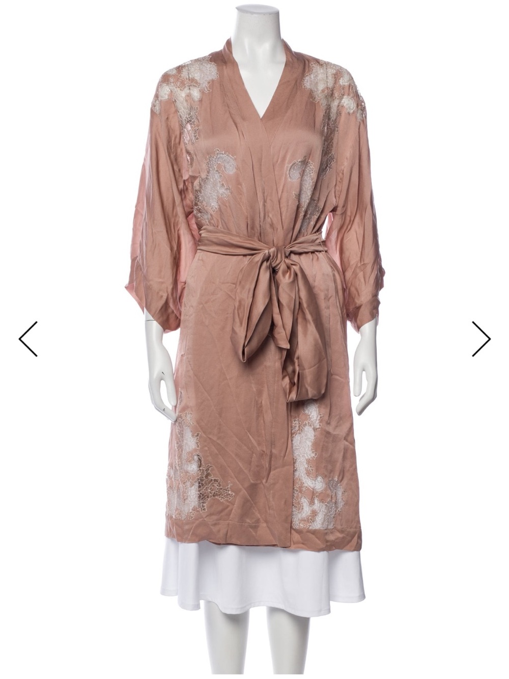Carine Gilson silk Embroidered Kimono Robe - Dusty Rose